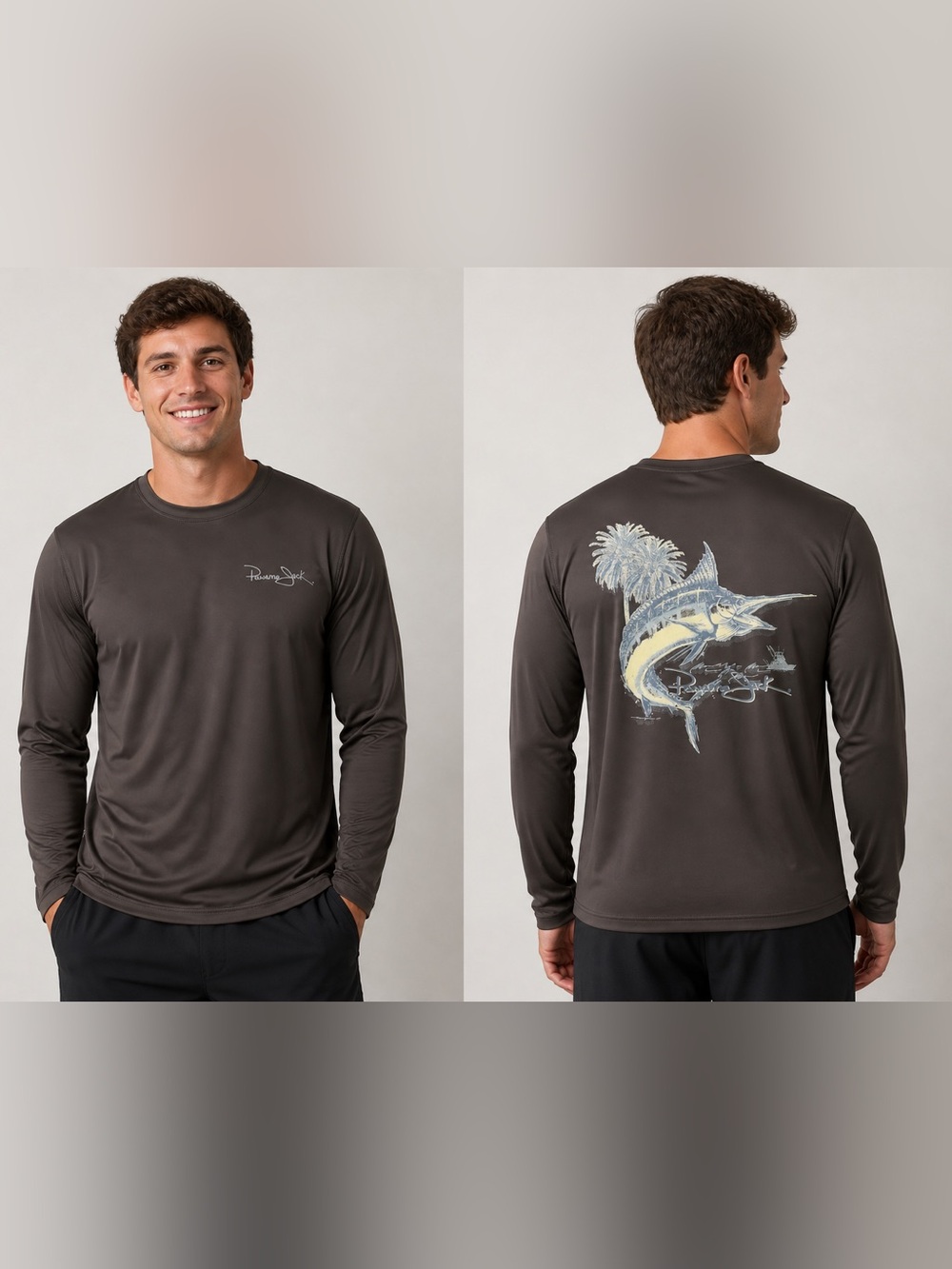 Panama Jack Long Sleeve Polyester Fishing Sun Boating Beach Shirt Marlin